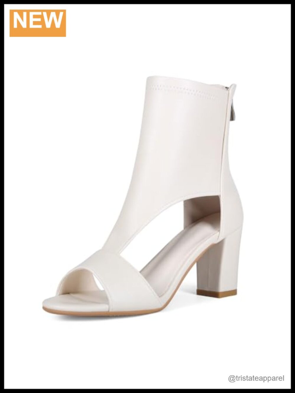 Women's Peep Toe Heeled Sandals Faux Leather Cutout T Strap Chunky Block Heels